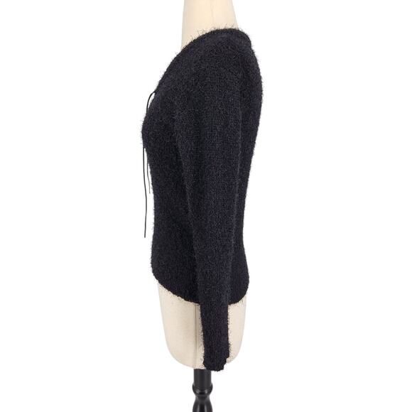SALE Zalma Spark Eyelash Pullover Sweater Black Long Sleeve Size Small - Picture 3 of 5